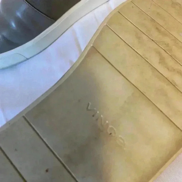 VINCE Corbin Taupe Leather Slip On Sneakers - Picture 7 of 8